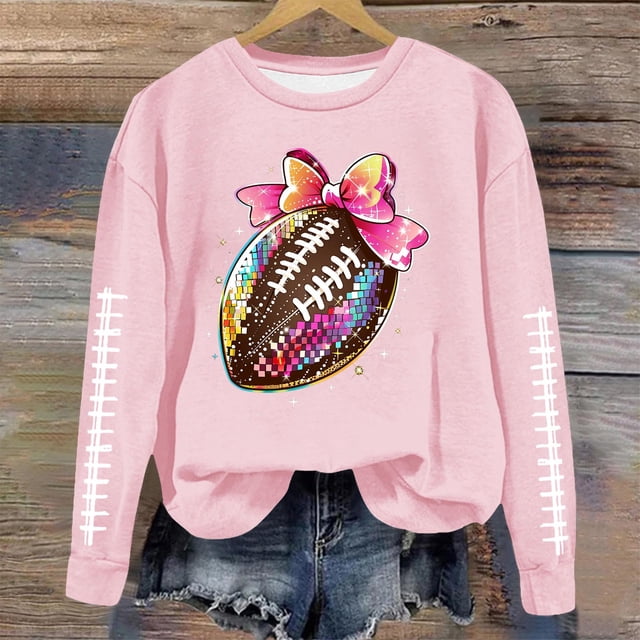 Black and Friday Sales! Xqxayjr Women Long Sleeve Football Graphic