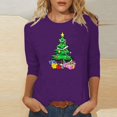 thumbnail image 1 of Friday Savings Clearance Aueoeo Merry Bright Sweatshirts Women Christmas Graphic Print Long Sleeve Crewneck Shirts Casual Blouse Purple X-Large, 1 of 5