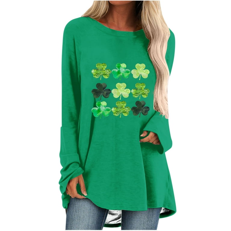 Women's St. Patrick's Day Irish Green Graphic Printed Sweatshirt Long  Sleeve Loose Fit Hoodie Pullover Tops