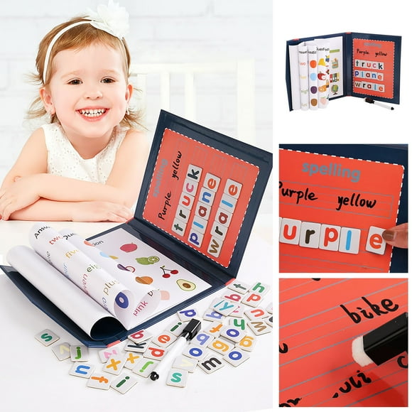 Black and Friday Toy Deals Bookclip Type Magnetic Spell Word- Game Children'S Early Education Enlightenment English Letter Puzzle Cognitive- Learning Toy Monochrome One Size
