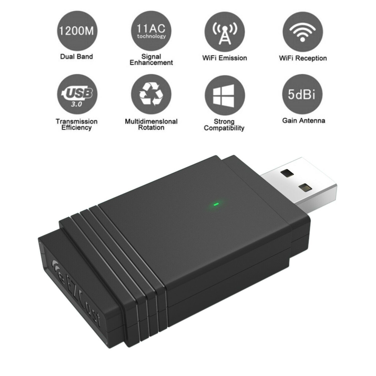 Black.Friday WiFi USB 3.0 Adapter for PC, USB WiFi Dongle, 5Ghz /2.4Ghz