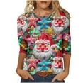 thumbnail image 1 of Black and Friday Womens Christmas Tops MIUOWANP Women's Fashion Tees Casual Crewneck 3/4 Sleeve Loose T Shirt Ladies Tops Blouses Shirts Multicolor XL, 1 of 5
