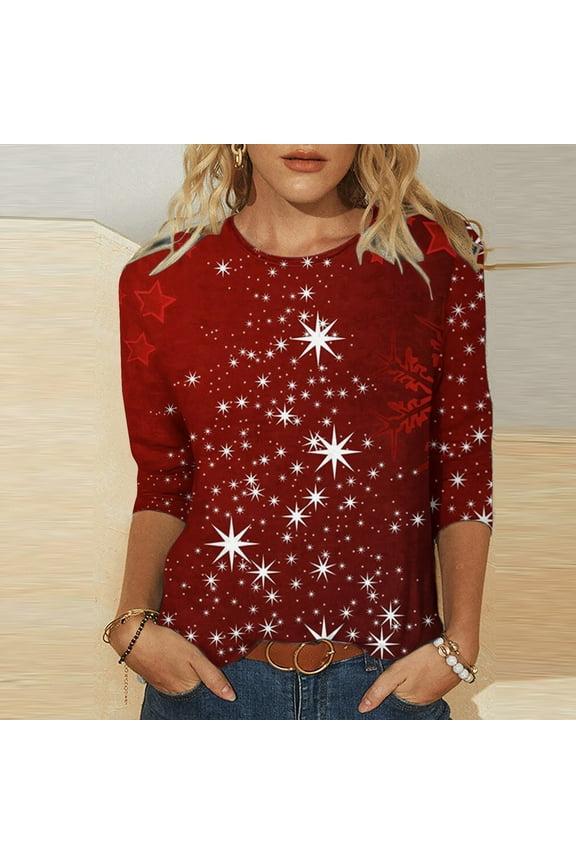 Black and Friday Womens Clothing 2025Christmas Blouses for Women Sexy,Dressy Christmas Tops for Women - Elegant Options,Christmas Tops for Women 2025 Dressy - Red L