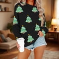 thumbnail image 1 of GaThRRgYP Blouses for Women Dressy Casual,Women's Fashion Printed Loose Long Sleeve Blouse Round Neck Hoodless Sweatshirts Top Black XXL, 1 of 4