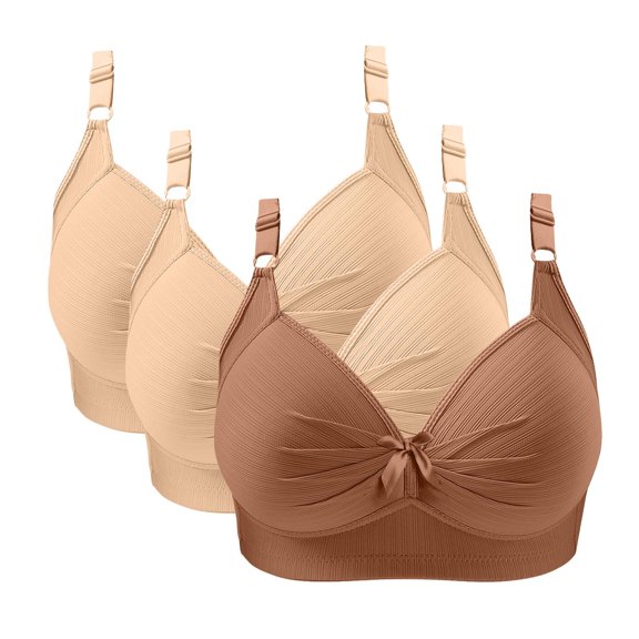 Black*Friday Womens Clothing Clearance under $5 GaThRRgYP Comfortable Breathable Sports Bra for Dancing,3PCS Women's Bra Soild Color Underwear Bra Everyday Underwear Khaki S