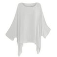 thumbnail image 1 of LEAVINGSUO Fall 3/4 Sleeve Shirts for Women,Fashion Woman Short Sleeve T-Shirt Summer Solid Loose Blouse Tops White M, 1 of 4