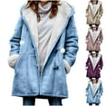 thumbnail image 1 of GaThRRgYP Warm Plush Lined Trench Women's Coat,Women Winter Plus Size Solid Plus Velvet Coat Long Sleeve Horn Buckle Pocket Overcoat Purple L, 1 of 1
