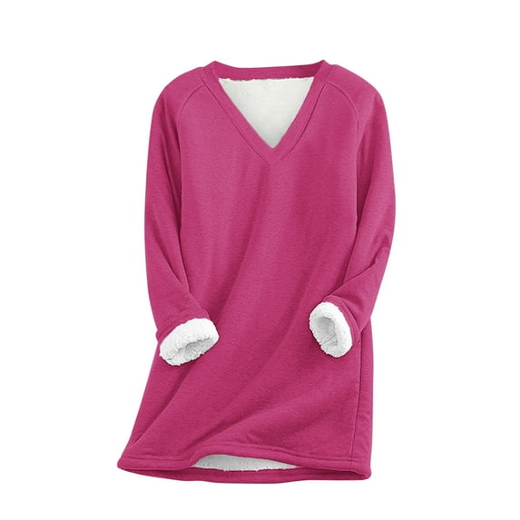 LEAVINGSUO Winter Clothes Woman Fashion Women's Comfortable Large Loose Raglan Top Thickened and Velvet Lamb Wool Warm Underlay