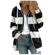 Black & Friday deal Atinetok Zip up Hoodies for Women Plus Size Clearance Fashion Women's Zipper V-Neck Pullover Tops Long Sleeve Hooded Blouse Sweatshirt Christmas Clearance