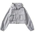 thumbnail image 1 of Black**Friday on Sale ChaoHeng Jackets for Women 2025 Women's Utility Sun Protection Jacket,Hooded Safari Style with Drawstring Hem, 1 of 2