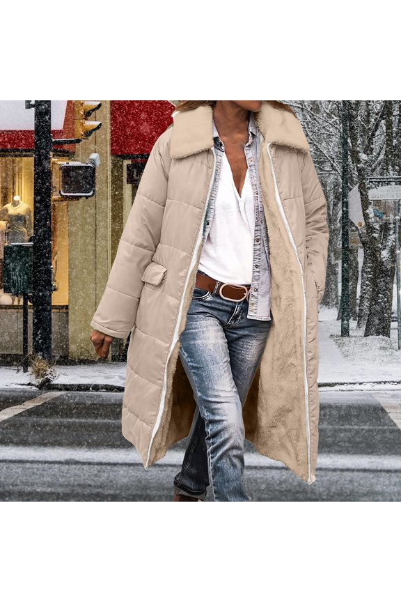 Black**Friday on Sale ChaoHeng Jackets for Women Women's Reversible Long Puffer Coat,Hooded Zip Front Quilted Winter Jacket