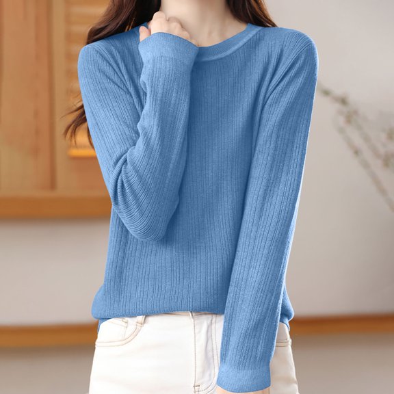 Black**Friday on Sale ChaoHeng Off The Shoulder Sweater Women's Solid Color Round Neck Sweater,Fashion Loose Layering Knit Top