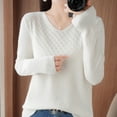thumbnail image 1 of Black**Friday on Sale ChaoHeng Off The Shoulder Sweater Women's Solid Color V-Neck Sweater,Loose Long Sleeve Layering Knit Top, 1 of 5