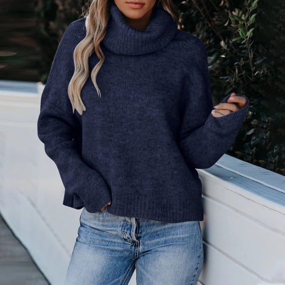 Black**Friday on Sale ChaoHeng Oversized Sweaters for Women Women's Oversized Round Neck Sweater,Long Sleeve Knit Top for Fall