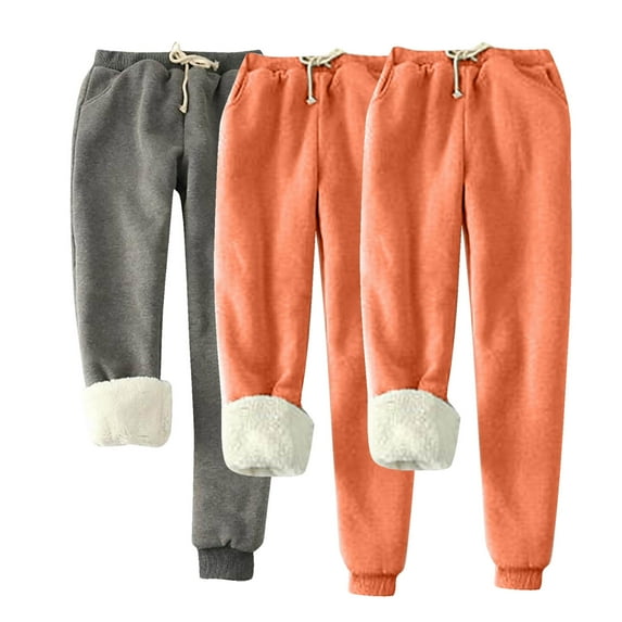 Black*Friday on Sale ChaoHeng Trousers Pants for Women 3 PC Women's Casual Solid Color Jogger Pants, Loose Fit for Home & Sport