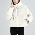 thumbnail image 1 of Black*Friday on Sale ChaoHeng Winter Jackets for Women Women's Colorblock Faux Fur Hooded Puffer Jacket,Short Warm Cotton Coat, 1 of 9