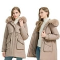 thumbnail image 1 of Black*Friday on Sale ChaoHeng Winter Outerwear for Women Women's Reversible Faux Fur Collar Parka,Mid-Length Padded Cotton Puffer Jacket, 1 of 8