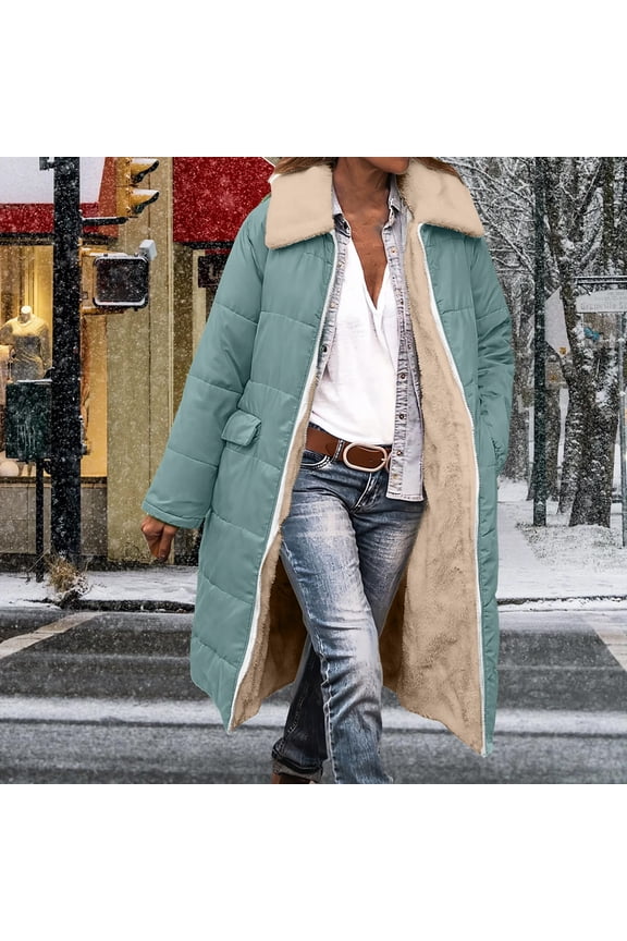 Black**Friday on Sale ChaoHeng Women Winter Coats Women's Reversible Long Puffer Coat,Hooded Zip Front Quilted Winter Jacket