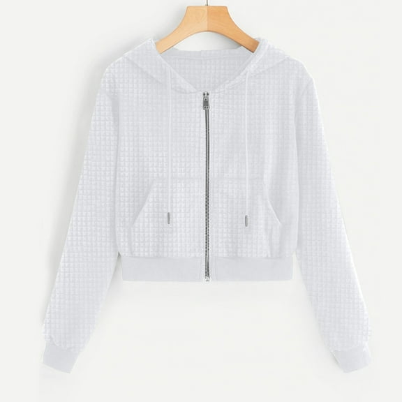 Black**Friday on Sale ChaoHeng Womens Casual Jackets Plus Size Women's Waffle Knit Zip Up Jacket,Solid Color Lightweight Cardigan Style