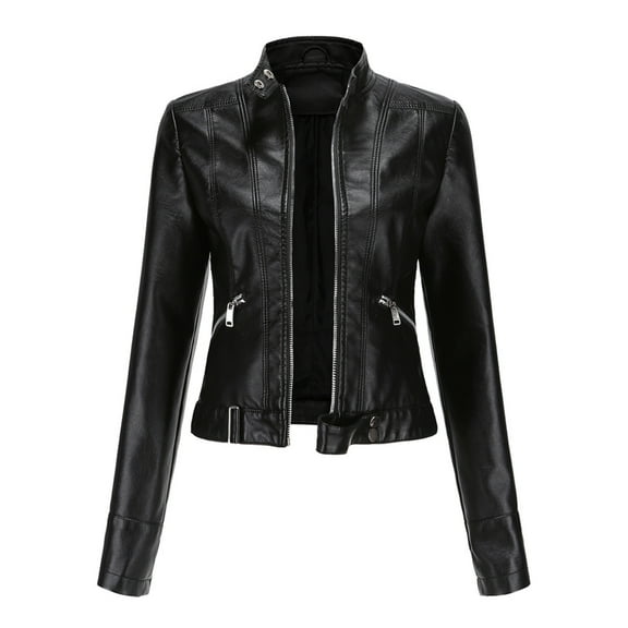 Black**Friday on Sale ChaoHeng Womens Coats and Jackets Women's Faux Leather Motorcycle Jacket,Classic Biker Style Outerwear