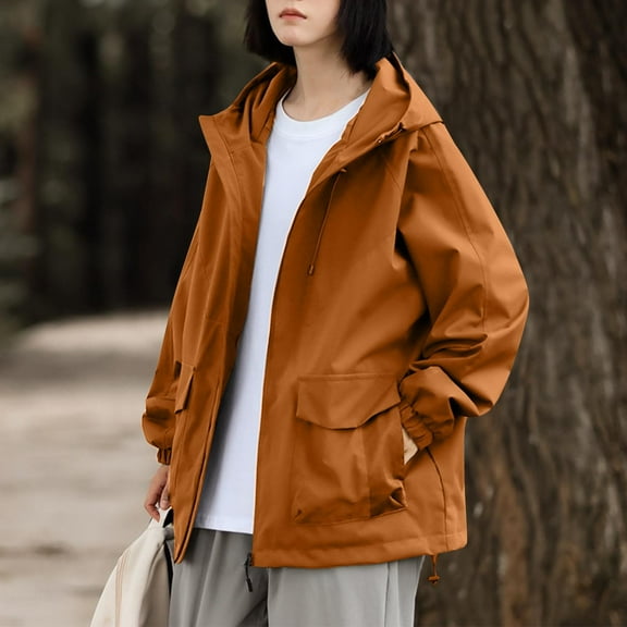Black*Friday on Sale ChaoHeng Womens Rain Jacket with Hood Men's & Women's Solid Color Water-Resistant Hooded Windbreaker,Lightweight Casual Jacket