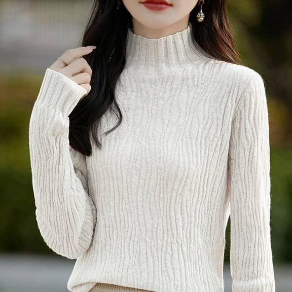 Black**Friday on Sale ChaoHeng Womens Sweaters 2025 Women's Solid Color Round Neck Sweater,Fashion Loose Layering Knit Top