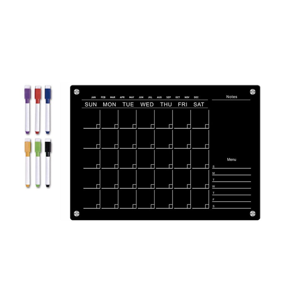 Black Fridge Magnet Calendar Board Sticker Weekly Planning Message ...