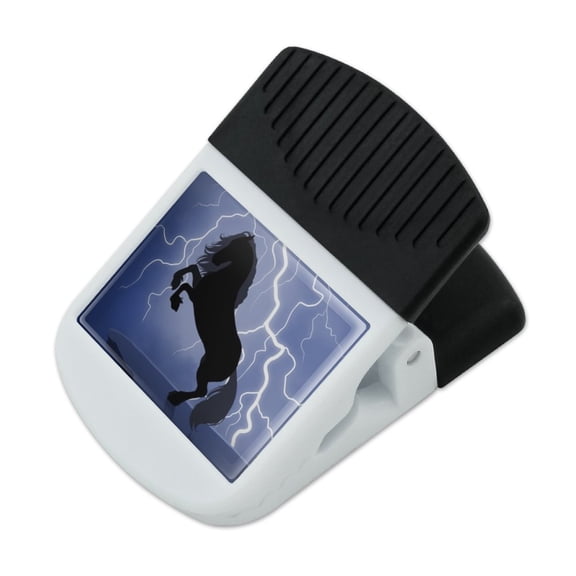 Black Friesian Horse Rearing Up in Storm Refrigerator Fridge Magnet Magnetic Hanging Hook Note Snack Clip