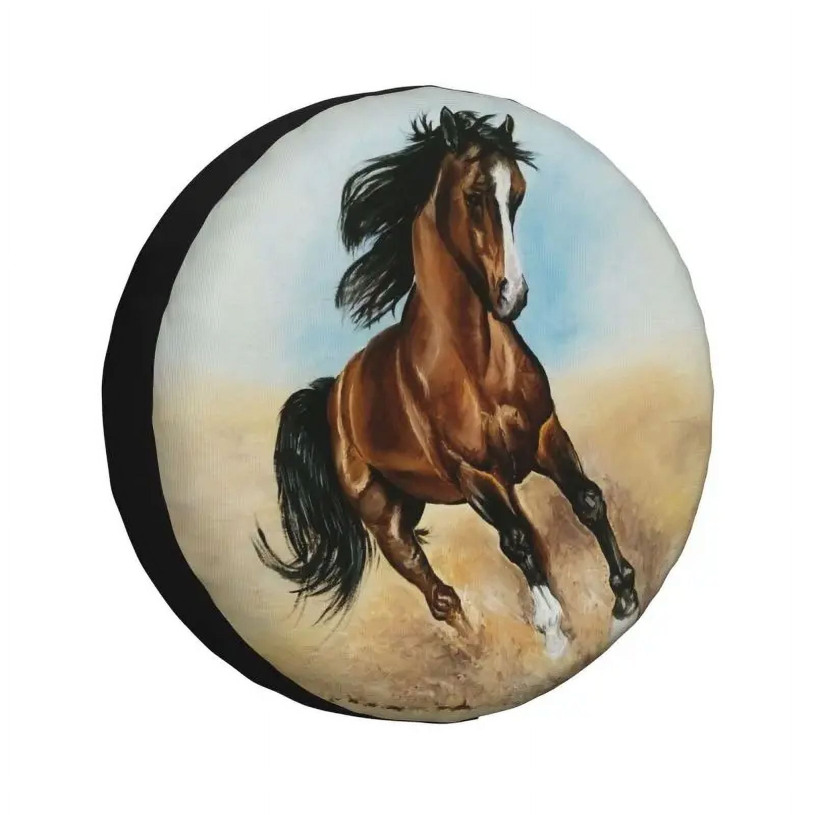 Black Friesian Stallion Prancing Spare Tire Cover for Pajero Horse SUV