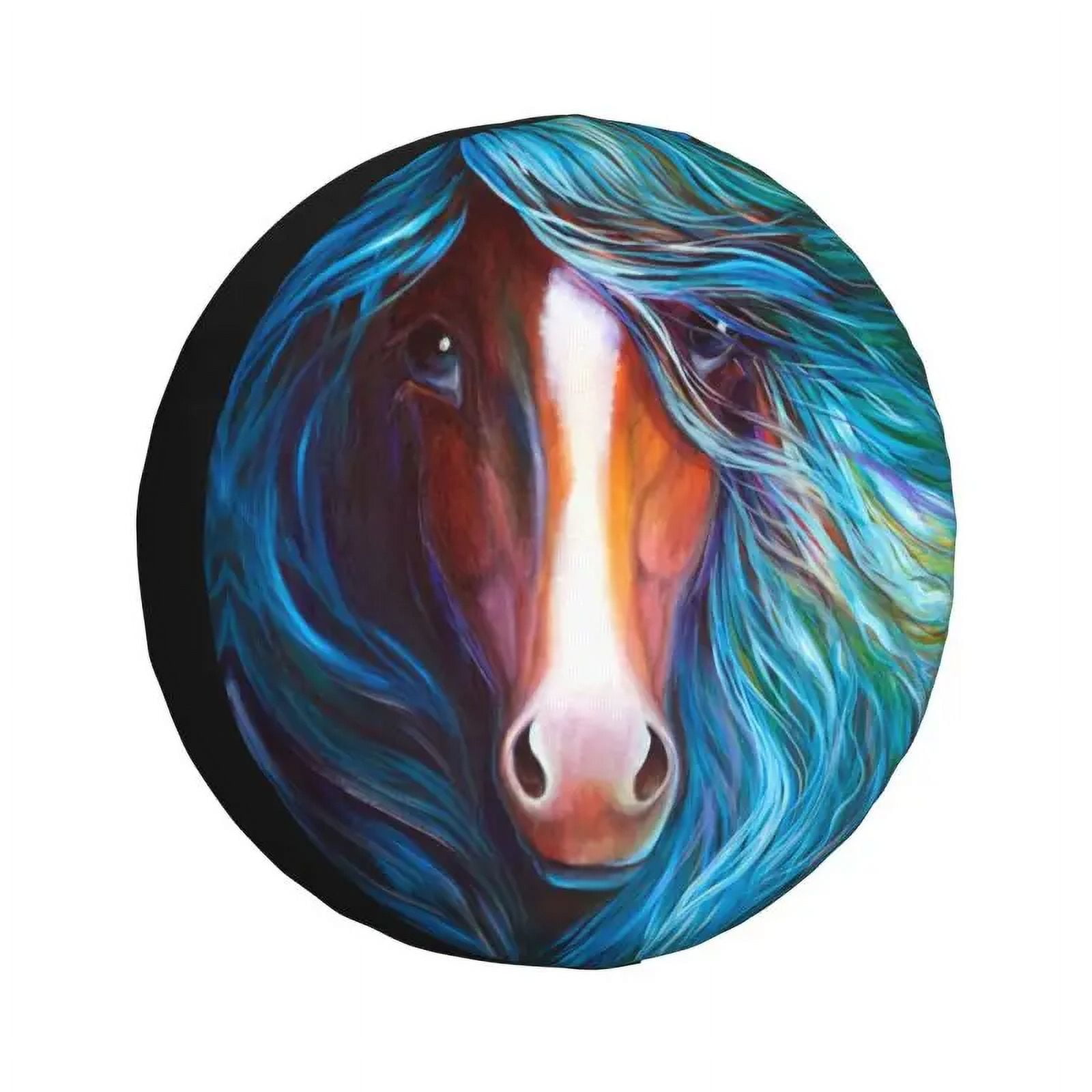 Black Friesian Stallion Prancing Spare Tire Cover for Pajero Horse SUV