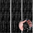 thumbnail image 1 of Black Fringe Curtain Party Streamers 3 Pack 3.3x6.6 Ft Foil Fringe Backdrop Curtains for Birthday Wedding Bridal Baby Shower Halloween Decor Tinsel Streamers Black Party Decorations Door Streamers, 1 of 7