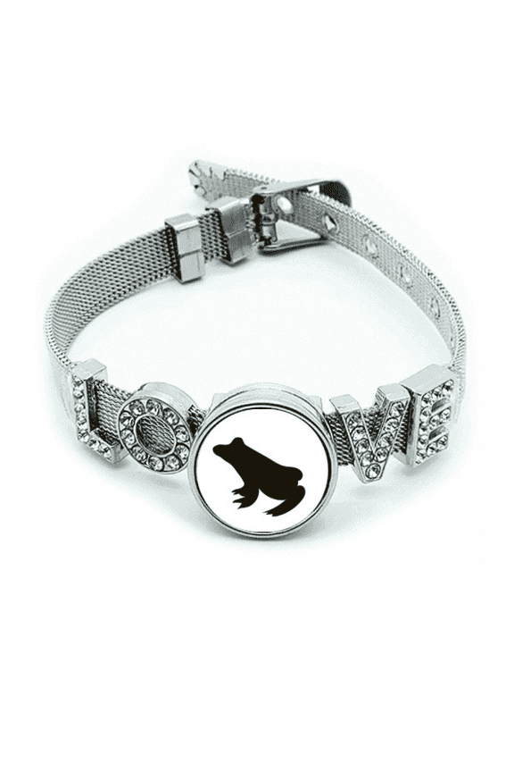 Black Frog Cute Animal Portrayal Bracelet Wristband Crystal Love Adjustable Bangle