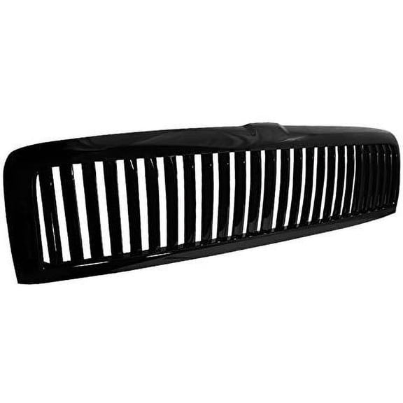 Black Front Bumper Hood Grill Grille Assembly Vertical Style Made For And Compatible With 1994 - 2001 Dodge RAM 1500 2500 3500 94 95 96 97 98 99 00 01