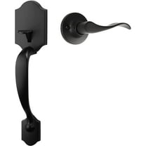 Black Front Door Handle, Entry Door Handle and Reversible Handle Lever, Single Cylinder Front Door Handle Only, Matte Black Front Door Entry Handleset