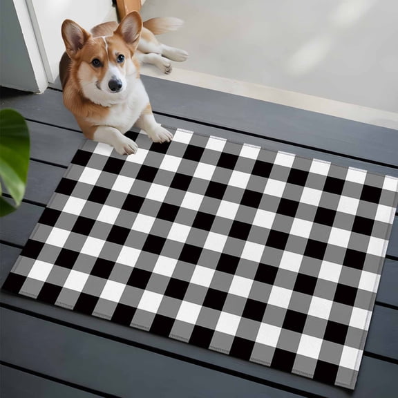 Black and Front Door Rugs 2x3 ft White Checkerboard Gradient Simple Grid Theme Small Rug for Entryway Non Slip Washable Bathroom Door Mat Absorbent Floor Mat for Indoor Entrance