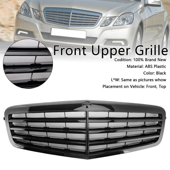 Black Front Grille Grill Fit for Mercedes-Benz E Class W212 E350 E550 2010-2013