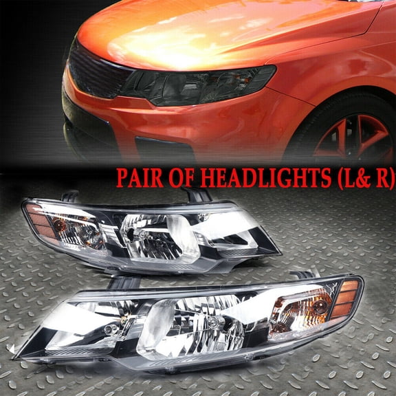 Black Front Left+Right Side Headlight Clear Len Fit For Kia Forte Koup/Forte 2010-2013 Left+Right Side Front Headlight Clear Lens For 2010-2013 Kia Forte/Forte Koup
