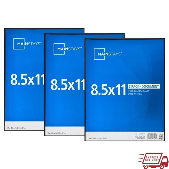 Black Front Load Picture Frames W/ Easel For Easy Change Tabletop Wall Display