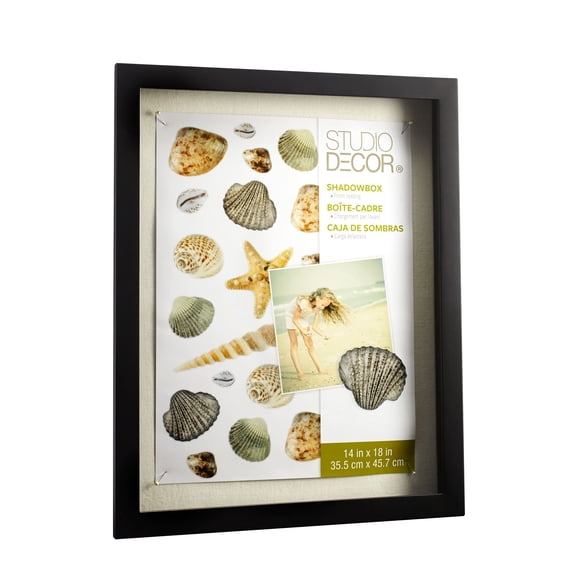 Black Front Opening Shadow Box by Studio Decor - Front or Back Loading Frame Includes Pre-attached Hanging Hardware - Horizontal or Vertical Display - 1 Pack