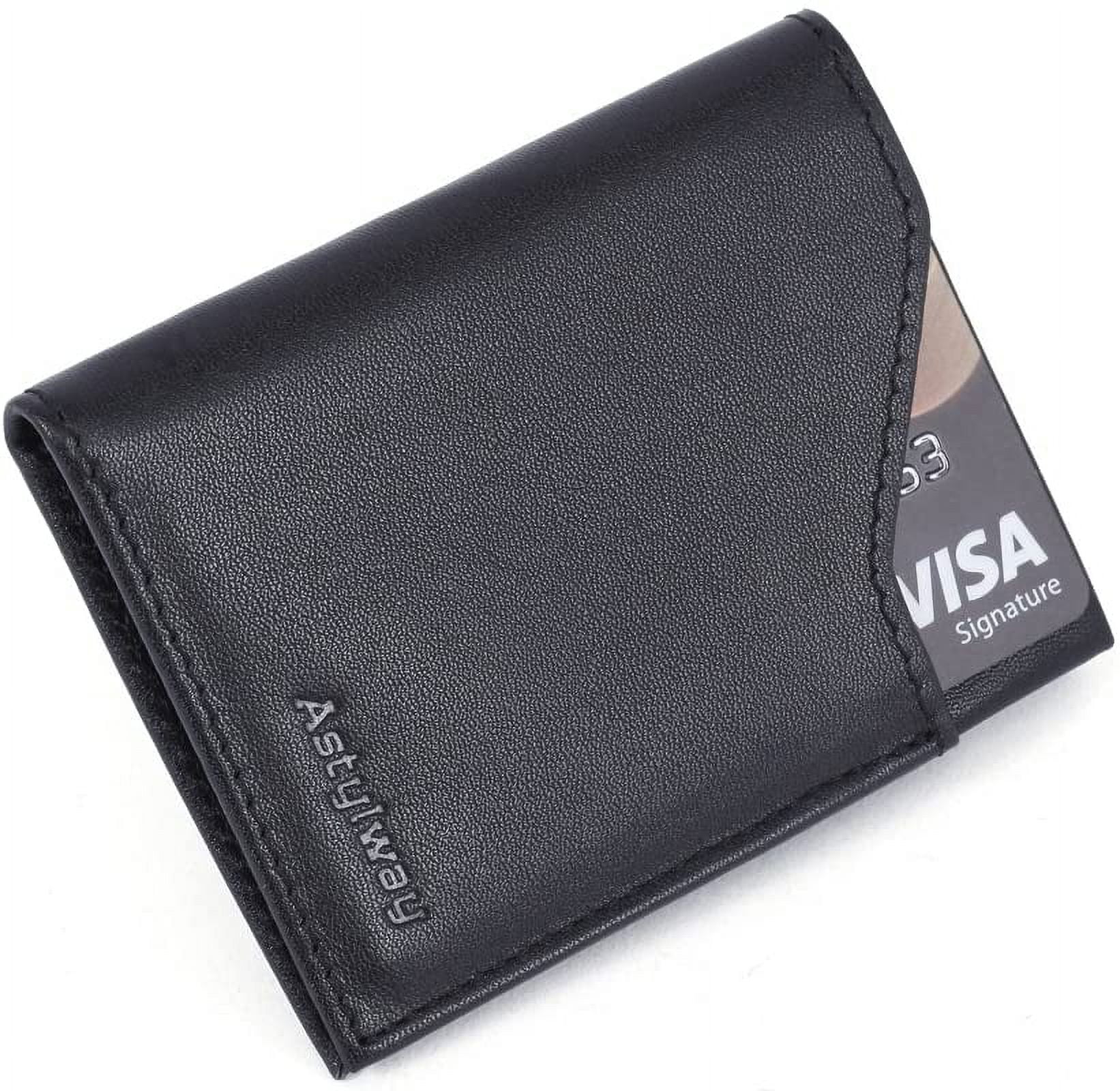 Black Small Leather Wallet, Thin Minimalist Wallet For Men, Front Pocket  Wallet, Slim Rfid Card Case, Black - Yahoo Shopping