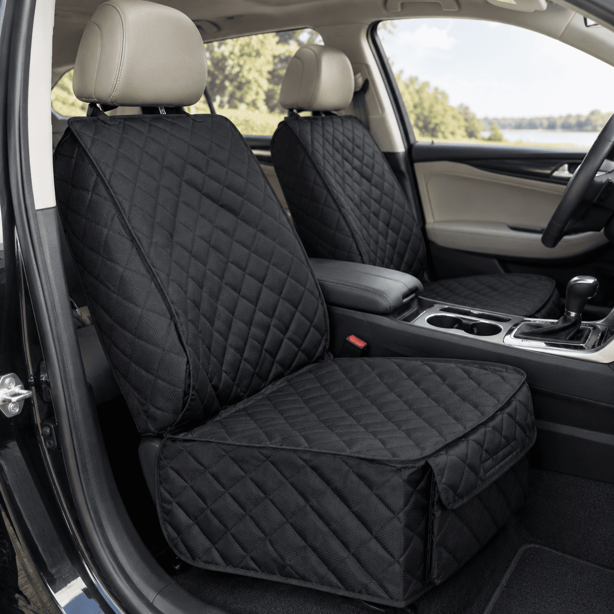 Black Front Seat 1 Pack Waterproof Pet Car Seat Cover with Side Flaps ...