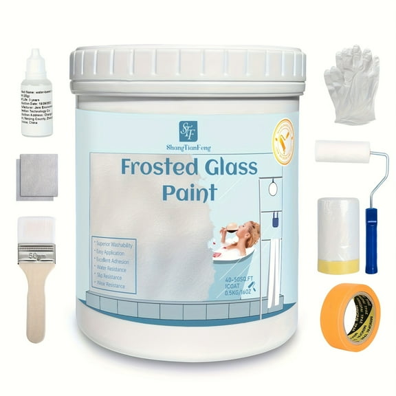 Frosted Glass Paint for Window - Window Privacy Paint, Frosted Glass Spray, Waterproof & UV Resistant, for Glass Surface in Bathroom, Kitchen, Room, Sliding Door, 16oz (Black with tools)