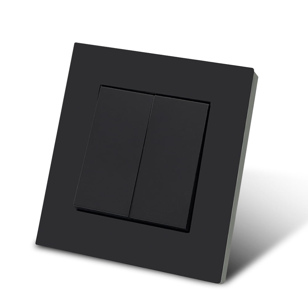 Black Frosted Wall Rocker Switch Flame retardant Plastic Panel Double ...