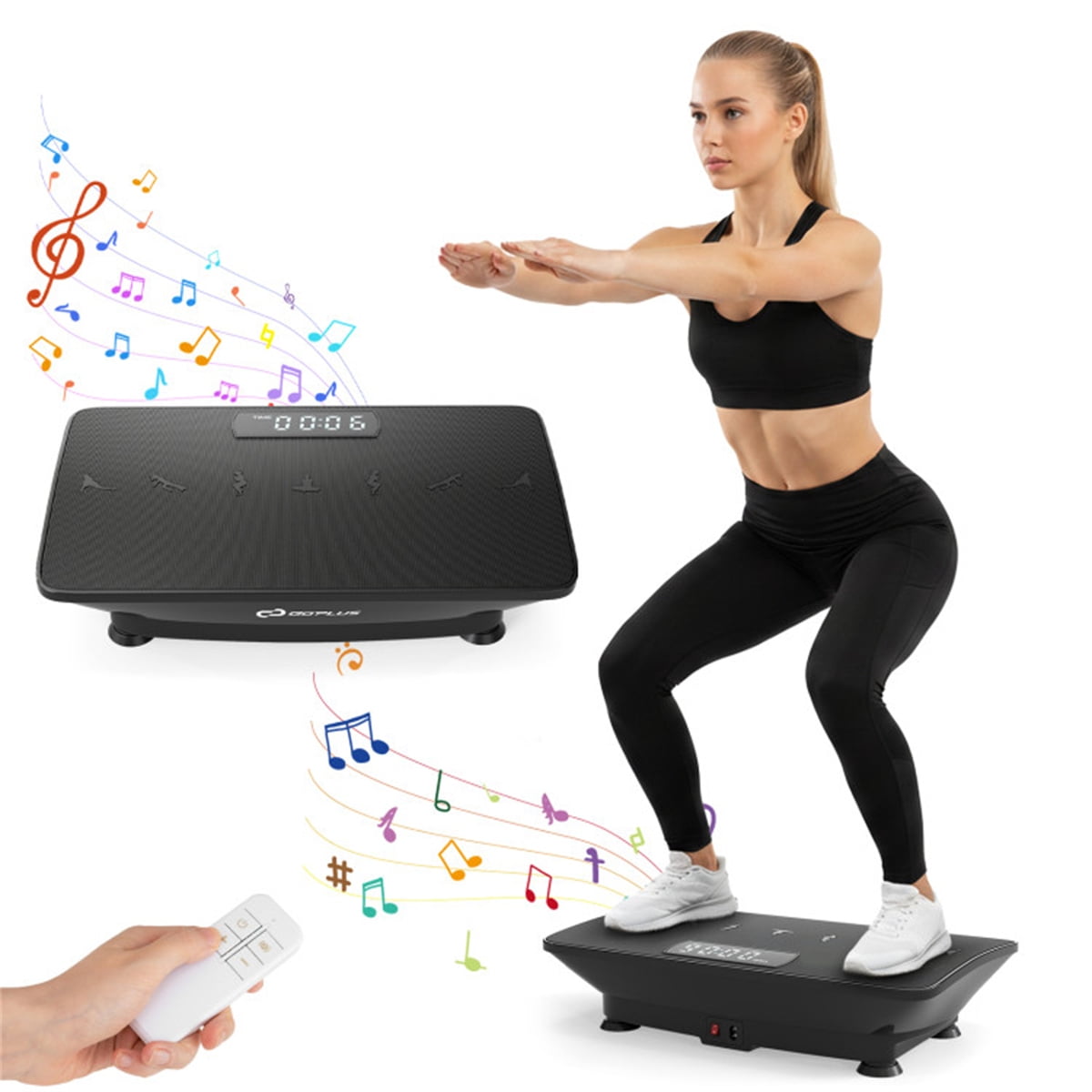 Black Full Body Vibration Plate Exercise Machine with Remote Control 440LBS