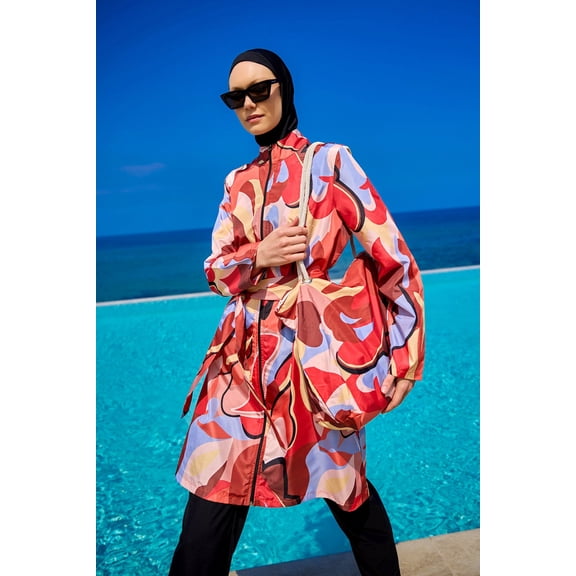 Black Full Coverage Modest Swimwear Set For Women R2515