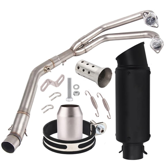 Black Full Exhaust System with Header Slant-Cut Muffler for Yamaha YZF R3 / MT-03 2015-2021