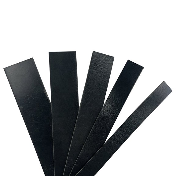 Black Full Grain Buffalo Leather Strips 8/9 ounce 1" (25mm)