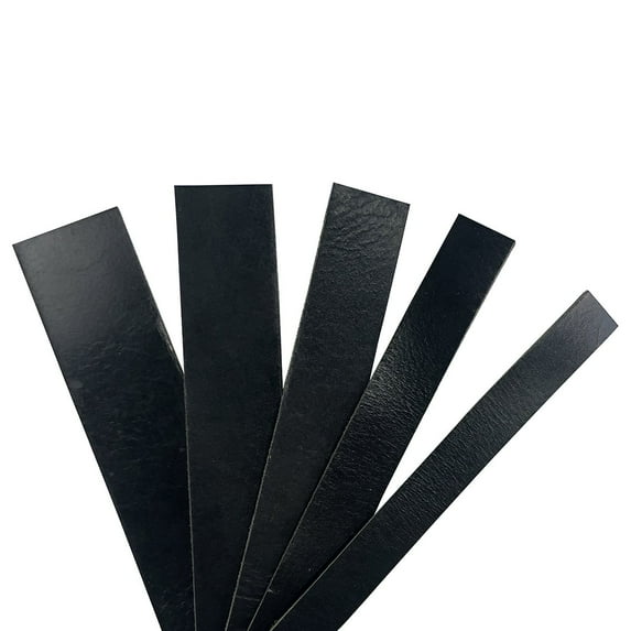 Black Full Grain Buffalo Leather Strips 8/9 ounce 2-1/2" (64 mm)