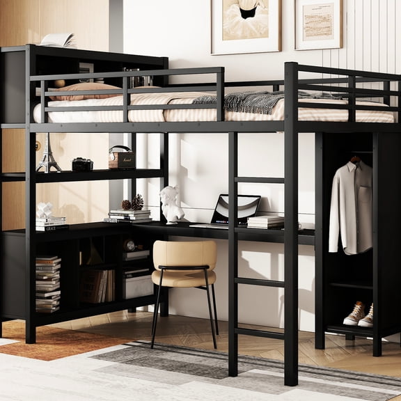 Black Full Loft - Guardrail for Safety - In Family Bedrooms - Ensure User Safety