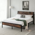 Black Full Metal Bed Frame, Rustic Bed Base with 12 Inches of Vertical